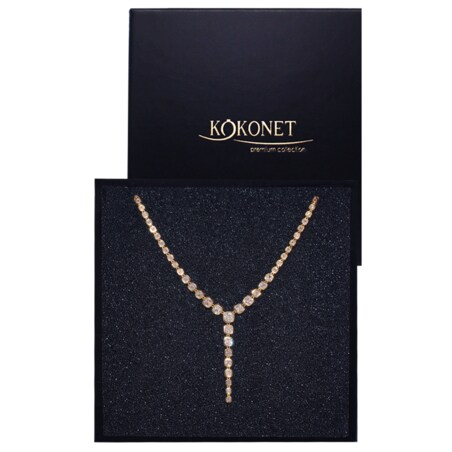 Elegancka kolia złota PREMIUM wysadzana cyrkoniami BOGATA ozdobna ślubna