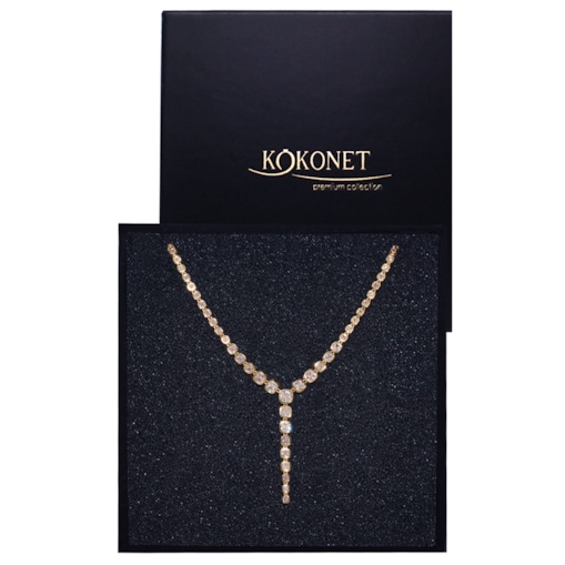 Elegancka kolia złota PREMIUM wysadzana cyrkoniami BOGATA ozdobna ślubna