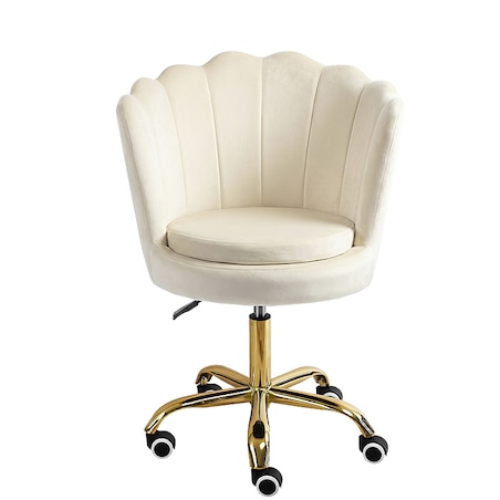Fotel obrotowy krzesło muszelka welurowy do biurka toaletki beżowy shell