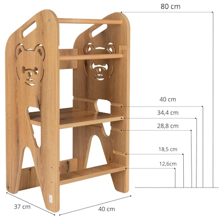 Pomocnik Kuchenny dla dzieci helper miś regulowany MDF drewno Verk.design