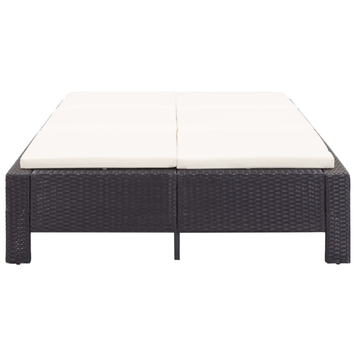 vidaXL 2-osobowy leżak z poduszką, czarny, polirattanowy