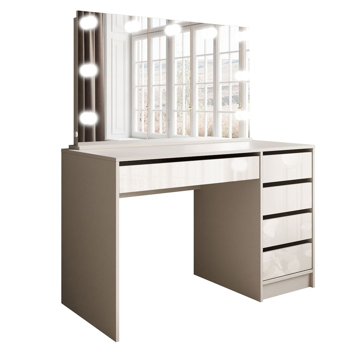 Toaletka MADA ELITE KASZMIR z lustrem i oświetleniem, kaszmir połysk