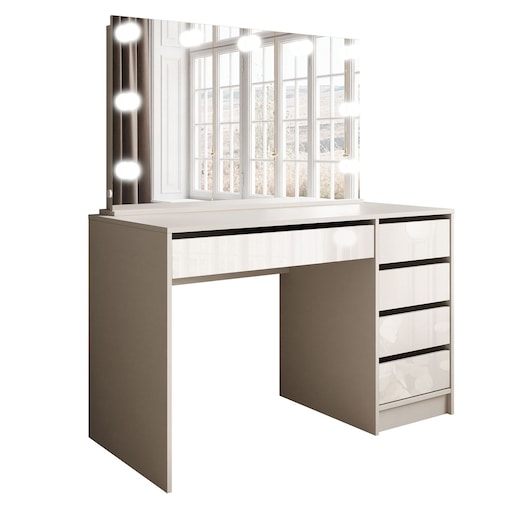 Toaletka MADA ELITE KASZMIR z lustrem i oświetleniem, kaszmir połysk