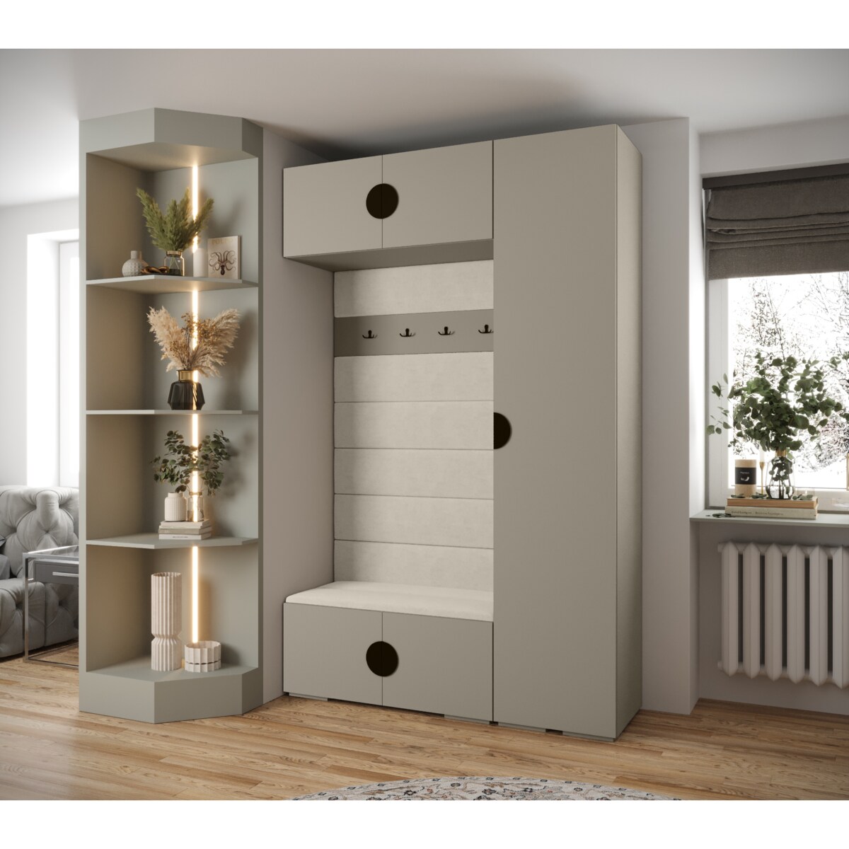 Garderoba do przedpokoju INOVA 4 Z19 kaszmir+czarny+manila02