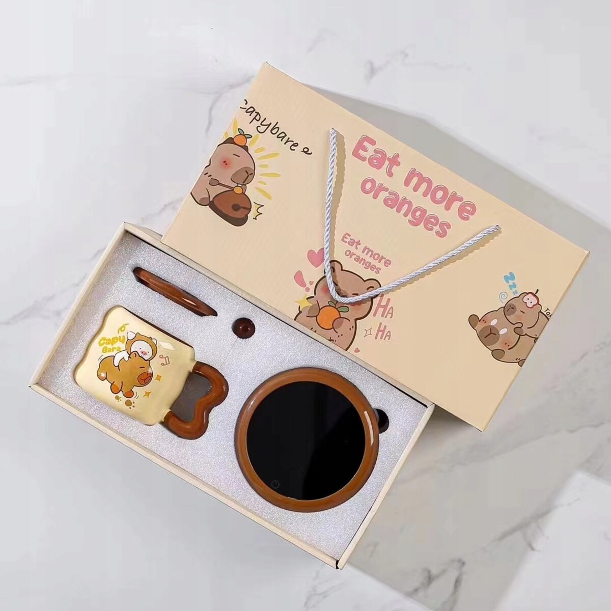 ZESTAW KUBEK Z PODGRZEWACZEM + Łyżka + Kabel USB PREZENT KUBEK ŚWIĄTECZNY