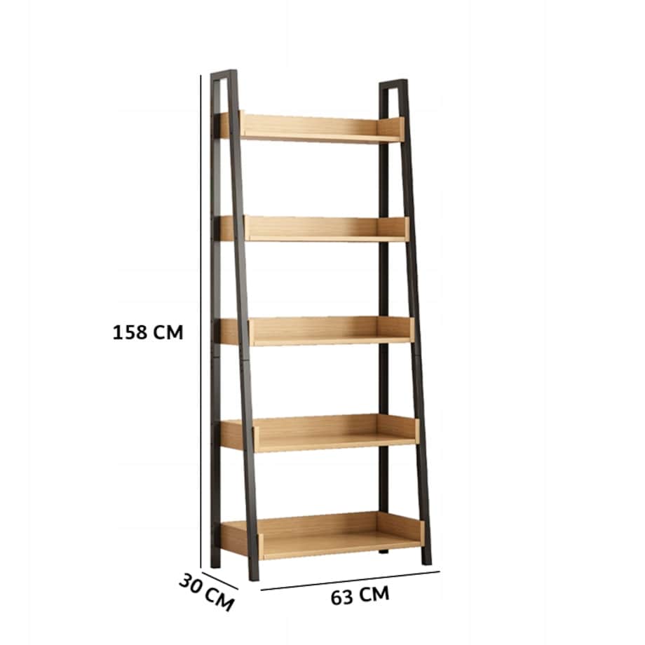 Regałna książki segregatory drabinka dębowy czarny do biura salonu loft