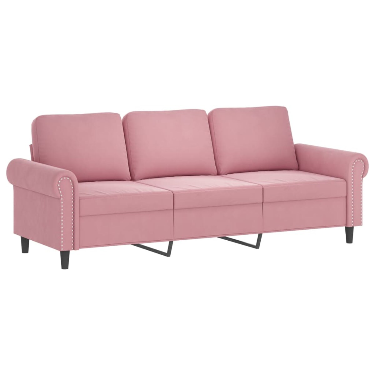 vidaXL 3-osobowa sofa z poduszkami, różowa, 180 cm, aksamit