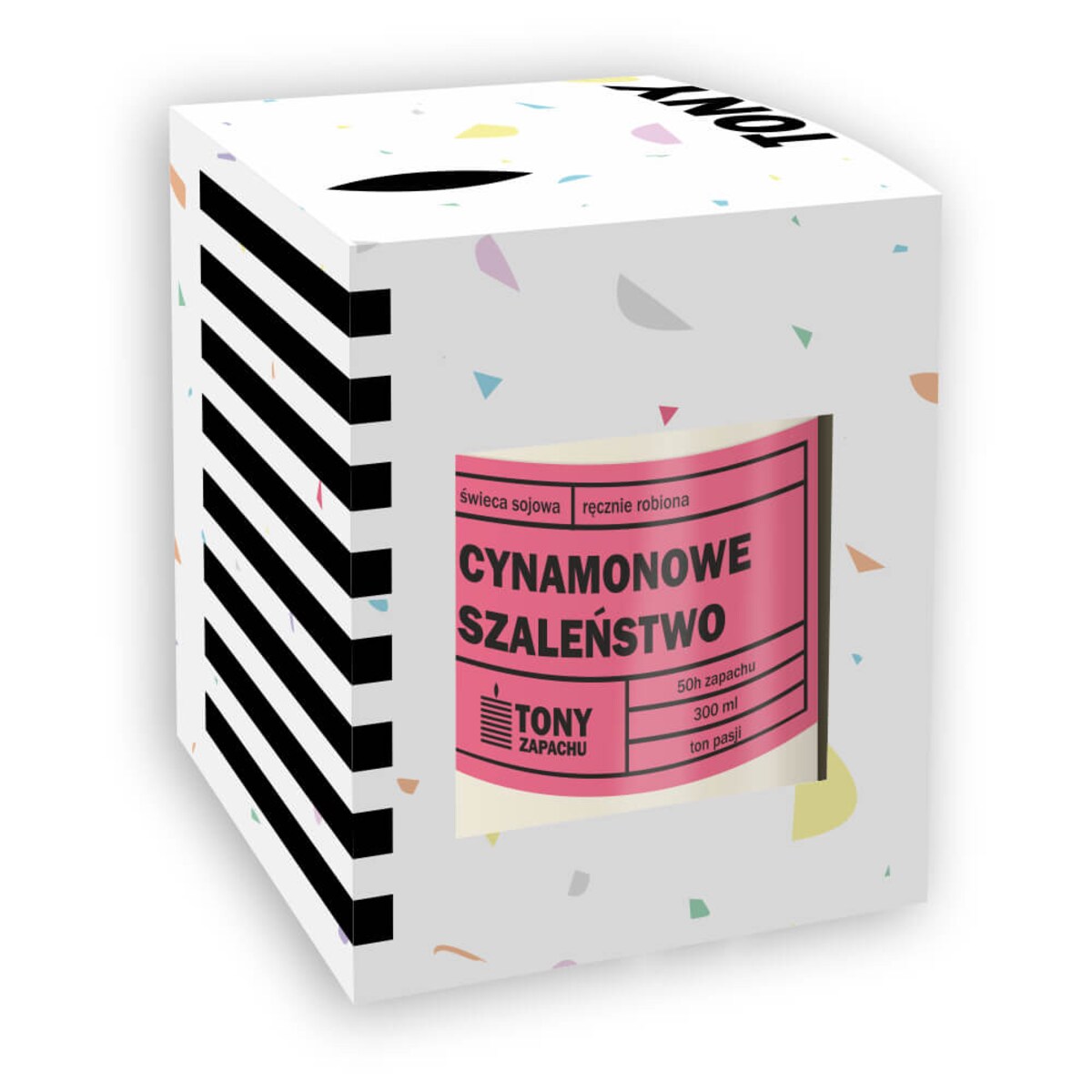 Świeca sojowa naturalna zapachowa CYNAMONOWE SZALEŃSTWO - najlepsza aromatyczna bezpieczna ręcznie robiona w szklanym słoiczku 300ml 50h palenia na prezent upominek