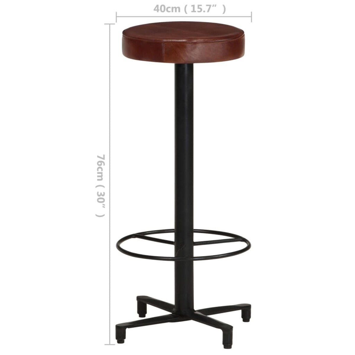vidaXL Stołki barowe, 2 szt., 76 cm, skóra naturalna