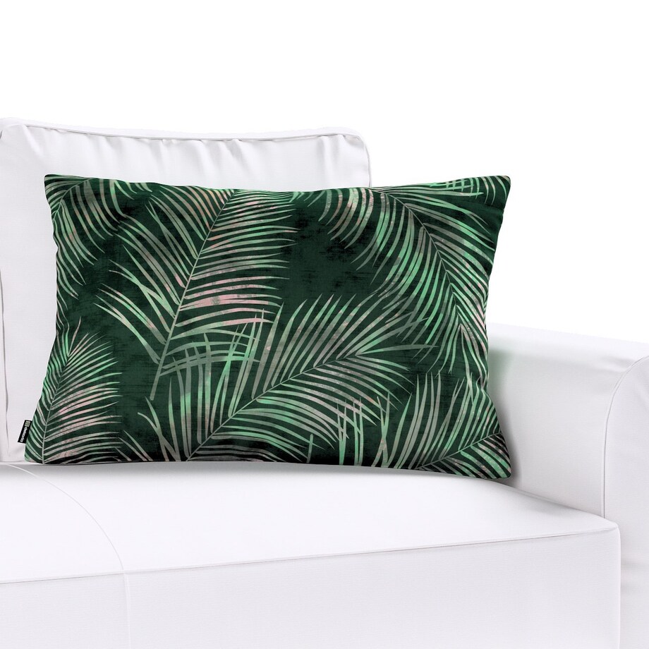 Poszewka Kinga na poduszkę prostokątną 60x40 liscie na zielonym tle
