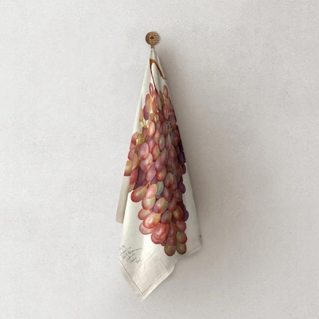 Lniany ręcznik kuchenny - czerwone winogrono