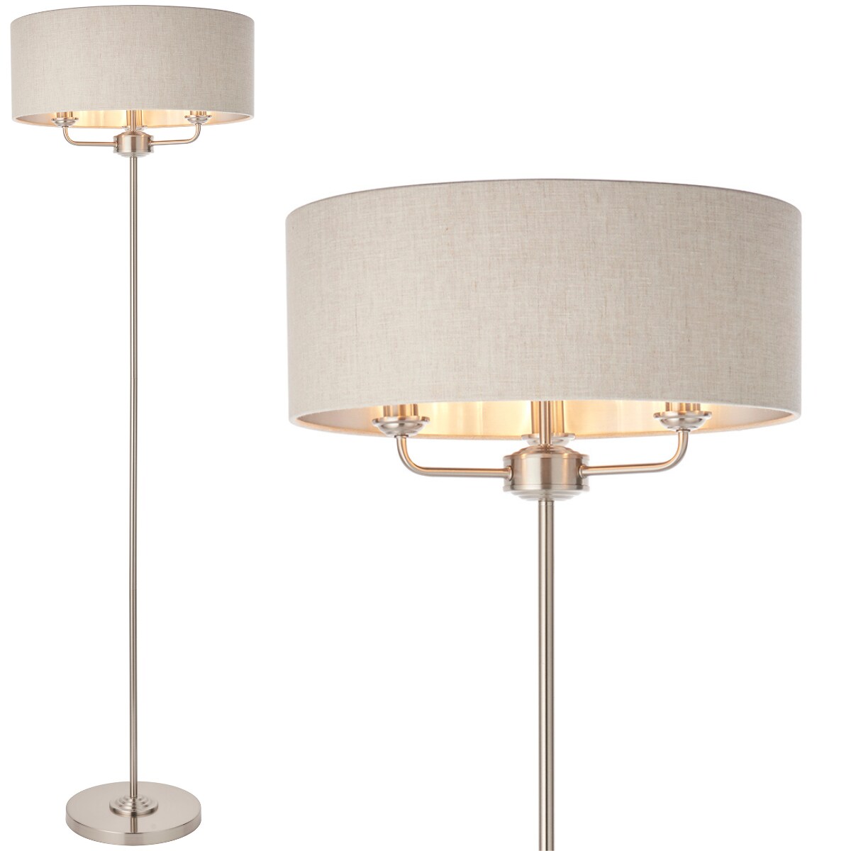 Lampa podłogowa Highclere 94359 Endon vintage z abażurem beż chrom