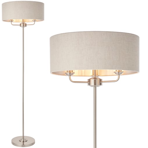 Lampa podłogowa Highclere 94359 Endon vintage z abażurem beż chrom
