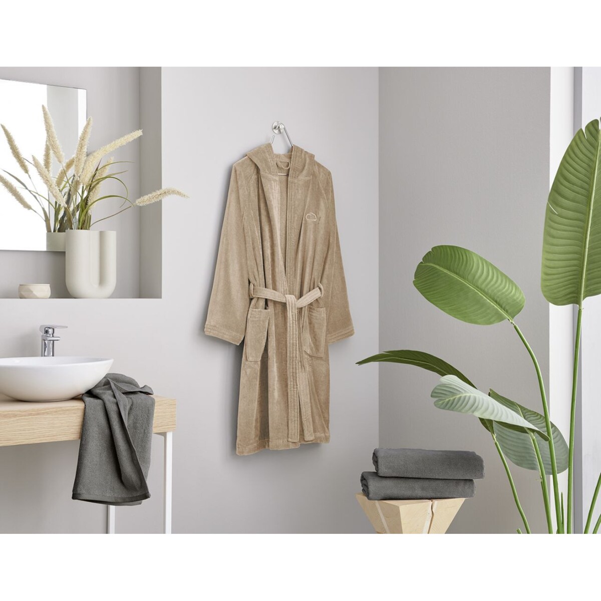 Kleine Wolke Chill Luksusowy szlafrok frotte rozm. S/M beżowy 100% bawełna