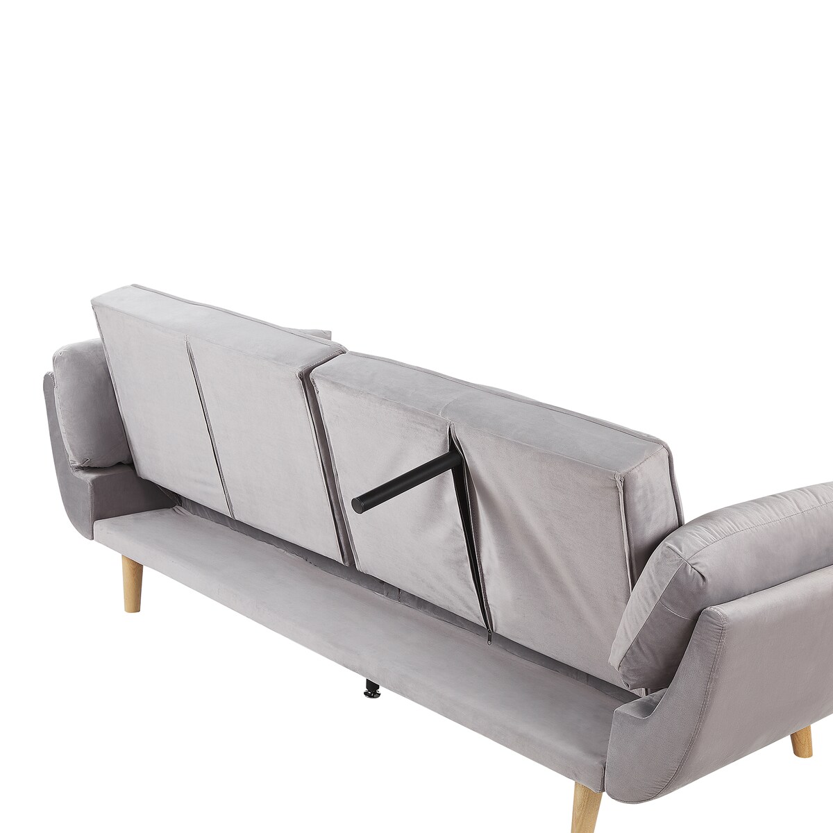 Sofa rozkładana dla 3 osób ASBY Welur Jasnoszary