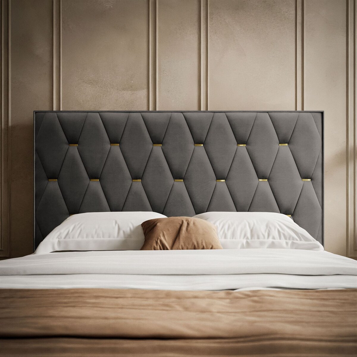 Łóżko tapicerowane IZOLDA z wysokim zagłówkiem, selaż 34, 140x200, Royal Velvet 185