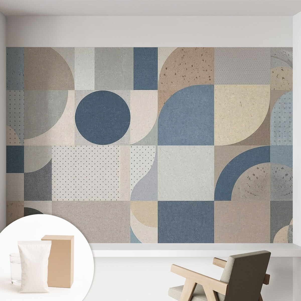 Fototapeta flizelinowa 152x104 cm - Geometryczna mozaika, tapeta ścienna szara