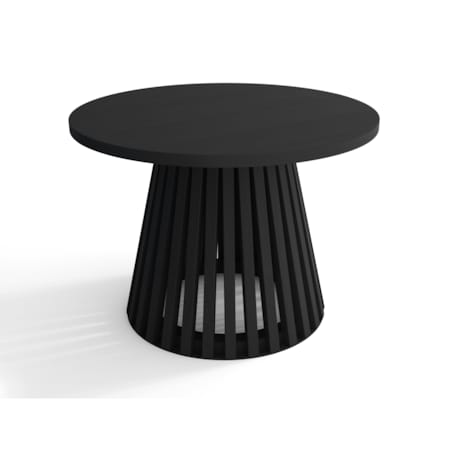 Drewniany stolik kawowy z lamelami okrągły, czarny