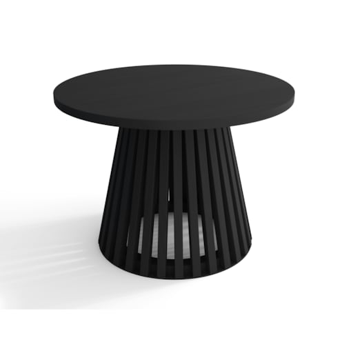 Drewniany stolik kawowy z lamelami okrągły, czarny