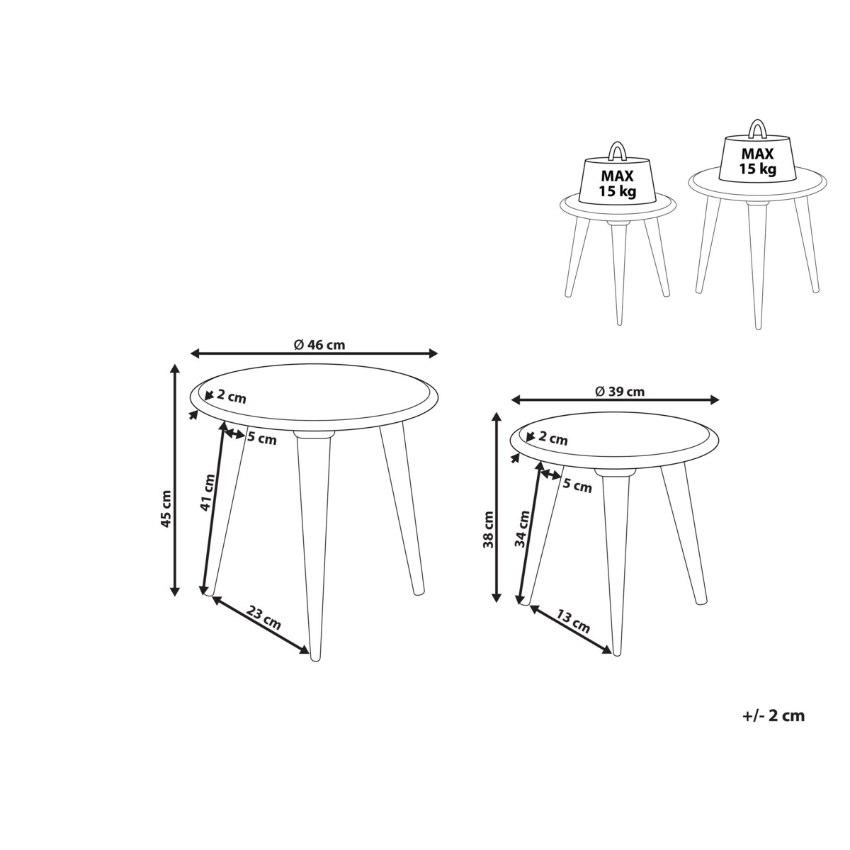 Zestaw 2 stolików pomocniczych z drewna mango jasny HURSI