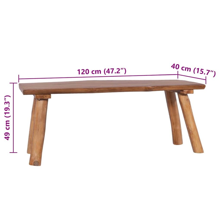 vidaXL Ławka ogrodowa, 120 cm, lite drewno tekowe