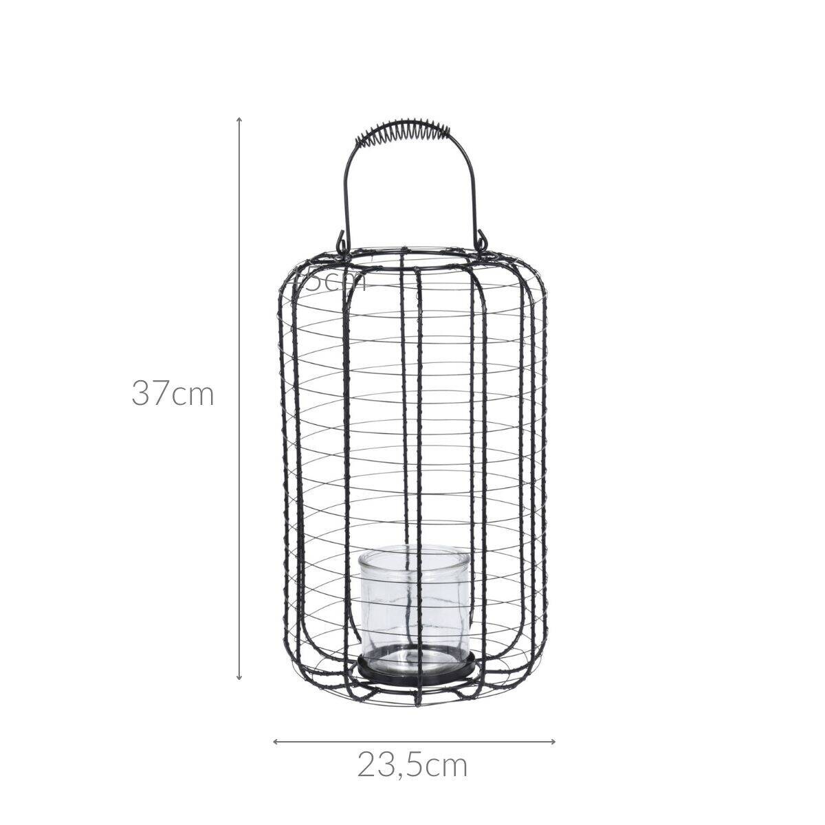 Lampion metalowy ze szklanym świecznikiem, Ø 23,5 cm