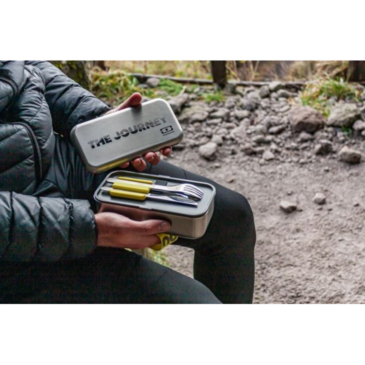 Zestaw sztućców podróżnych (żółtych) Slim Box Monbento