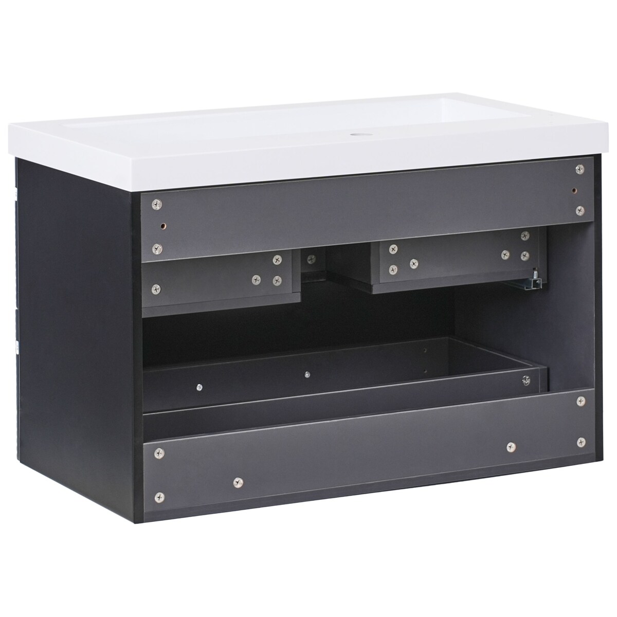 Szafka łazienkowa wisząca z umywalką MAKANA 80 cm Czarny