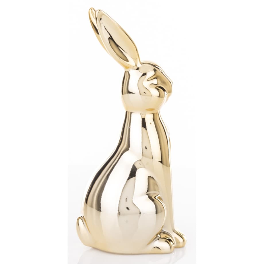 Dekoracja - siedzący złoty królik 24x8,5x12 cm