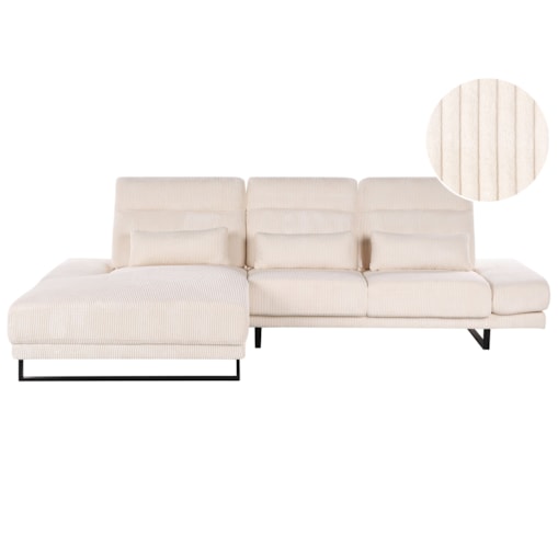 Narożnik IKAST Sztruks Beżowy dla 4 osób Prawostronny