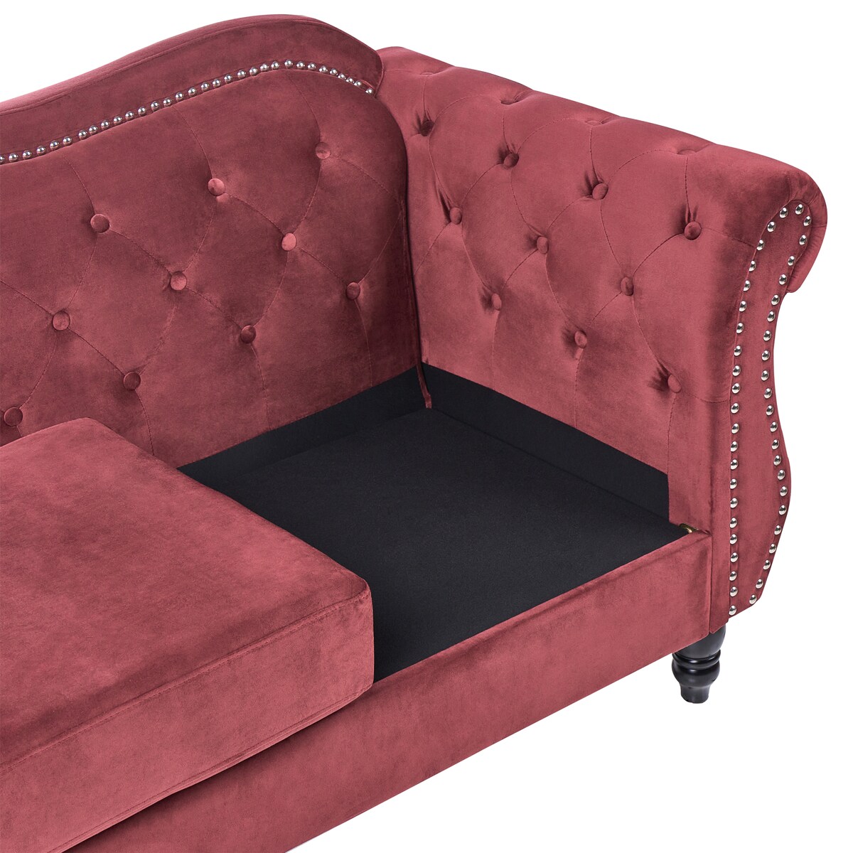 Sofa dla 2 osób SKIEN Welur Bordowy
