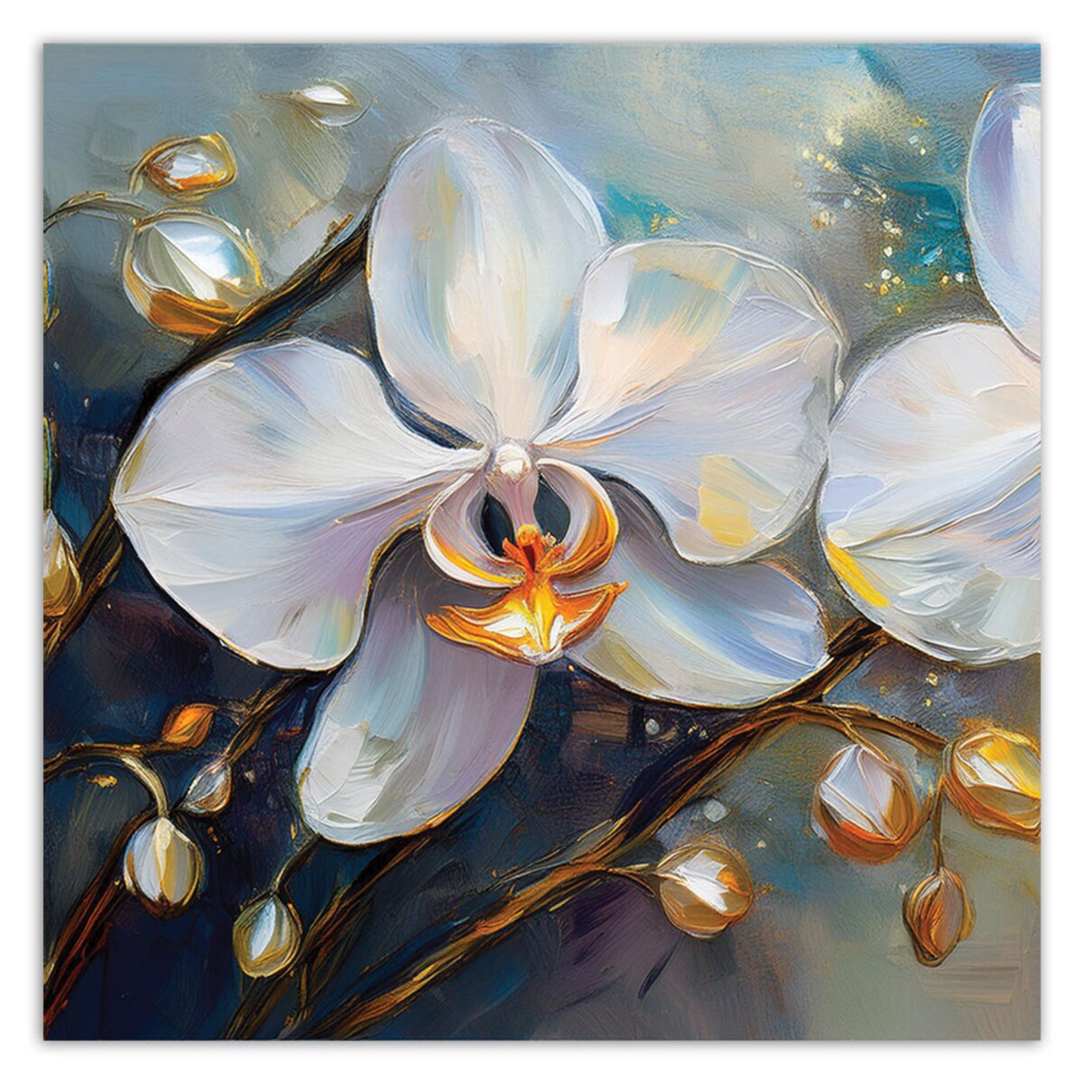 Obrazy do salonu do sypialni kuchni na ścianę Orchidea Storczyki Białe Kwiaty 60x60