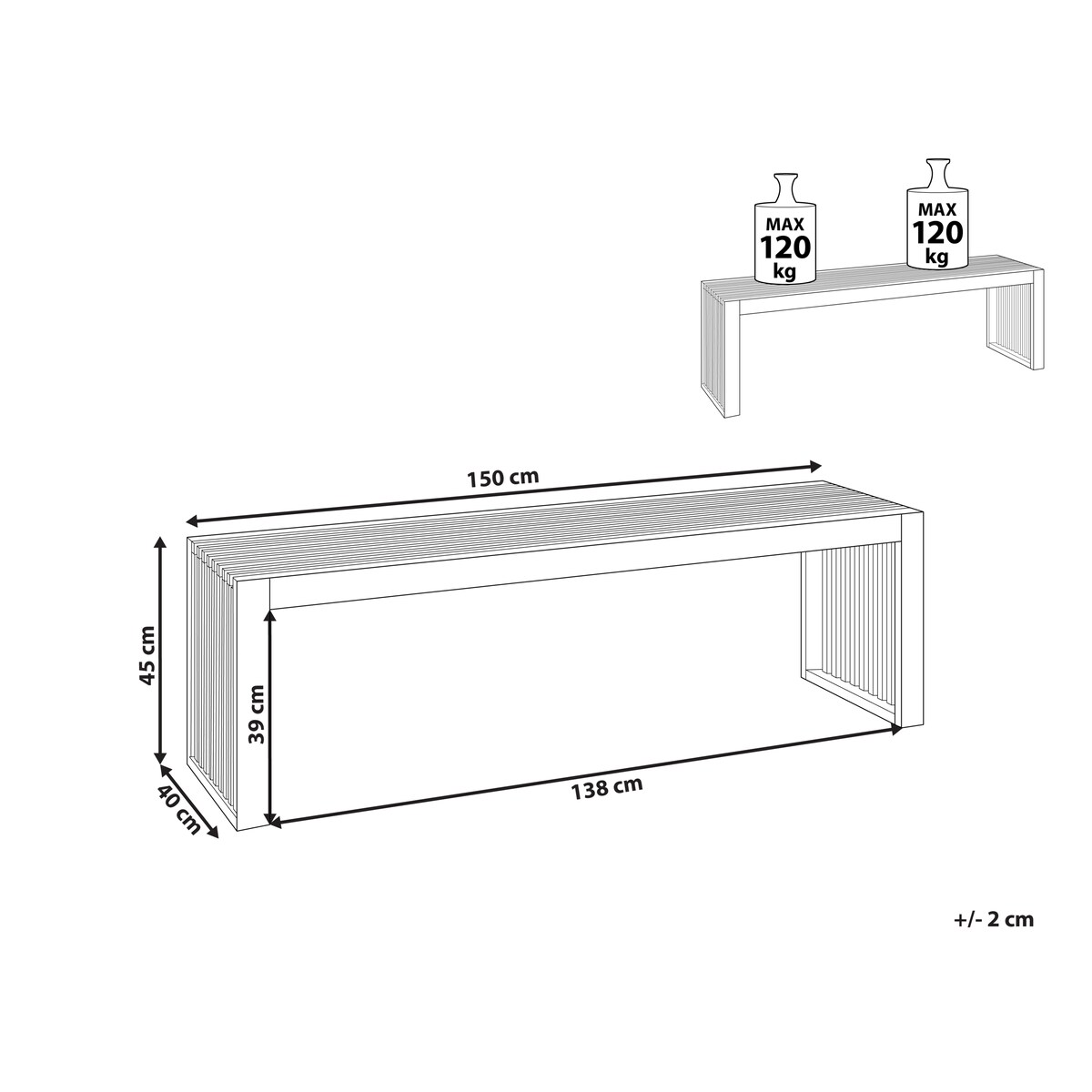 Zestaw 2 ławek ogrodowych SULZANO 150 cm Drewno akacjowe Brązowy
