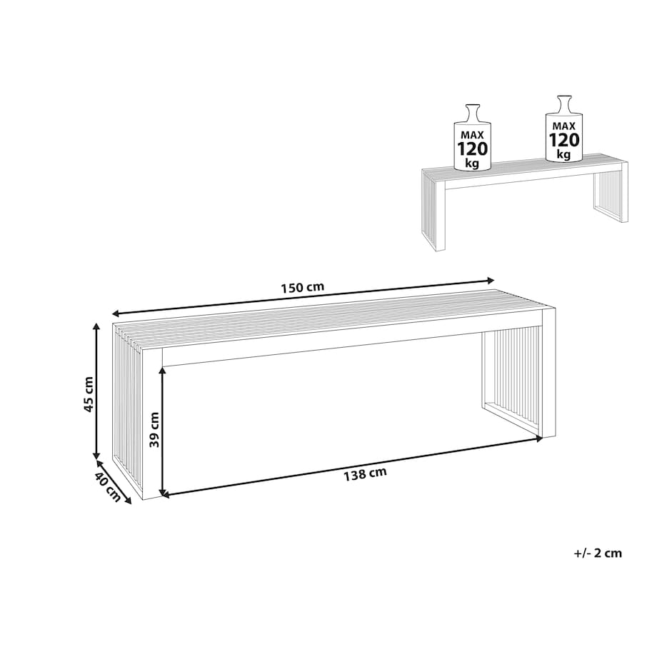 Zestaw 2 ławek ogrodowych SULZANO 150 cm Drewno akacjowe Brązowy