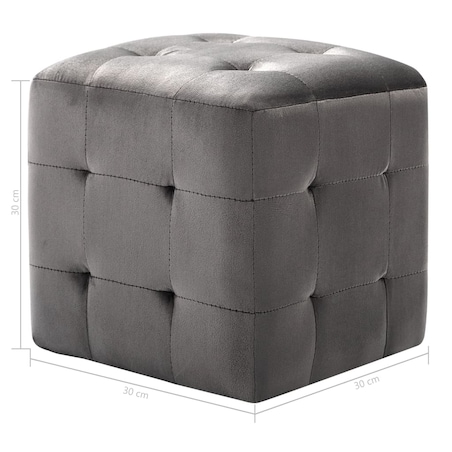 vidaXL Pufy, 2 szt., szare, 30 x 30 x 30 cm, aksamit