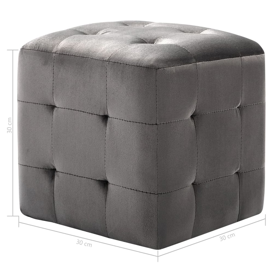 vidaXL Pufy, 2 szt., szare, 30 x 30 x 30 cm, aksamit