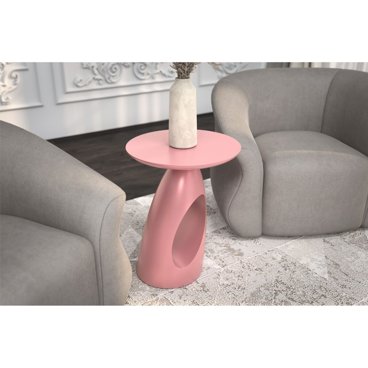 Stolik drewniany różne kolory Island, kolor pudrowy róż