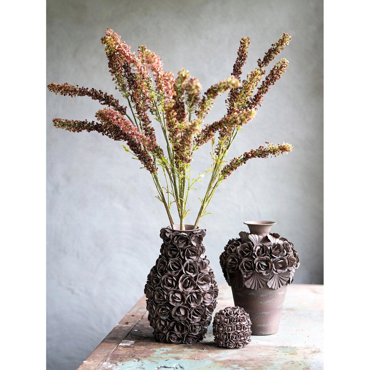 WAZON NA BUKIET KWIATY LOFT BRĄZOWY 30cm BOHO RETRO LOFT OZDOBA DEKORACJA