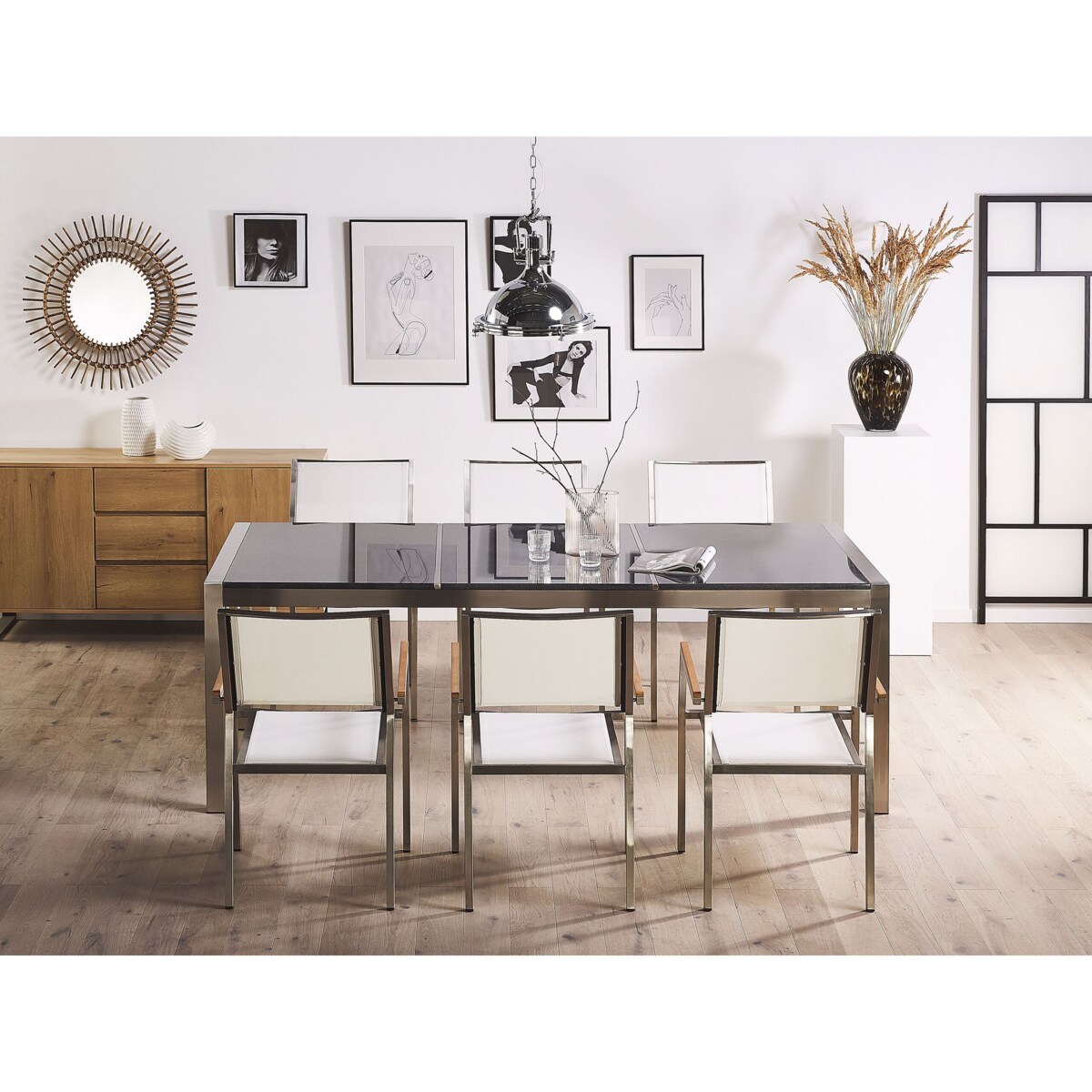 Stół ogrodowy granitowy dzielony blat 220 x 100 cm szary GROSSETO