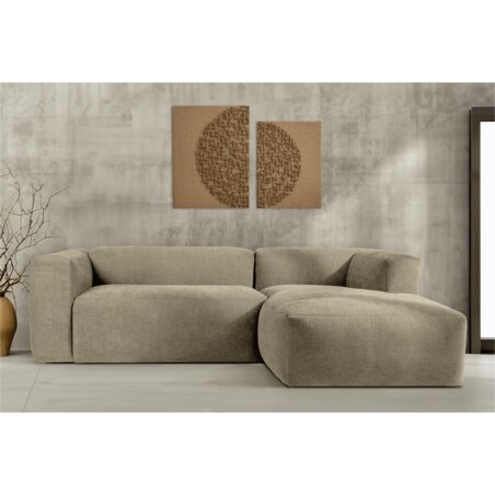 KONSIMO BUFFO Narożnik prawy 3/4-osobowy z wyjątkowo miękkim siedziskiem, kolor piaskowy