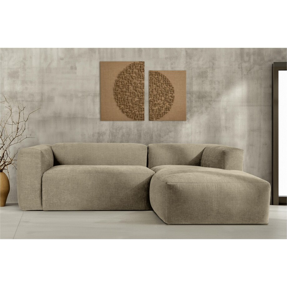 KONSIMO BUFFO Narożnik prawy 3/4-osobowy z wyjątkowo miękkim siedziskiem, kolor piaskowy