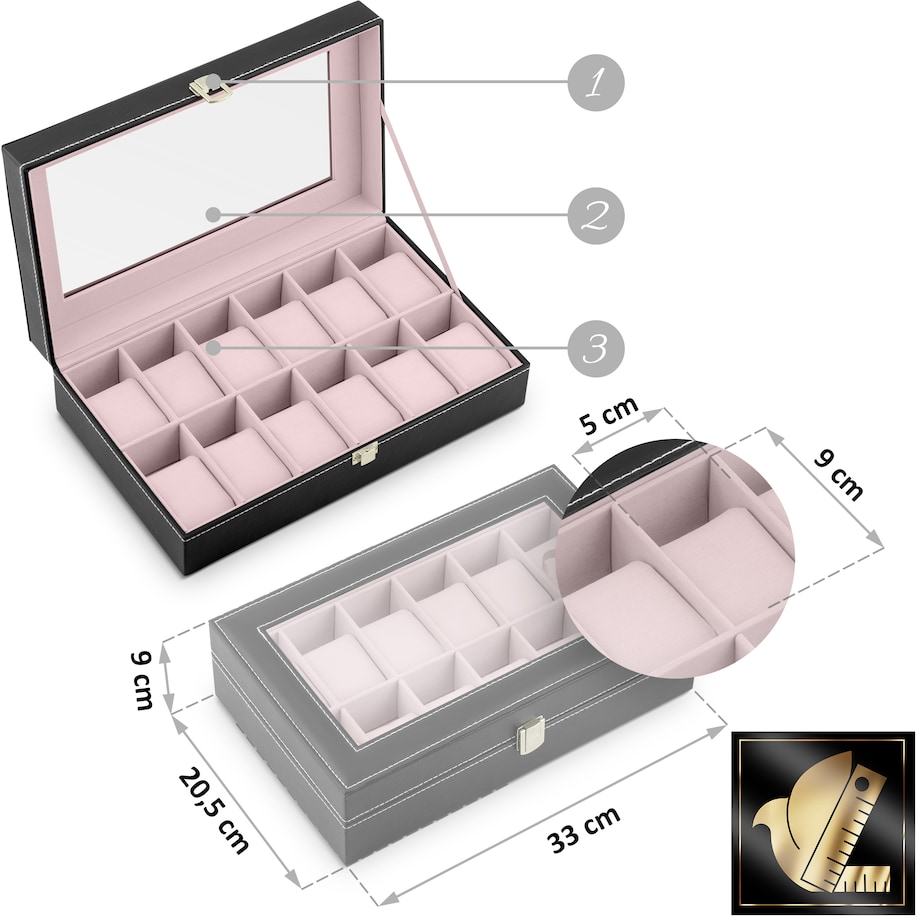 Pudełko na zegarki szkatułka organizer etui 12 szt. Massido