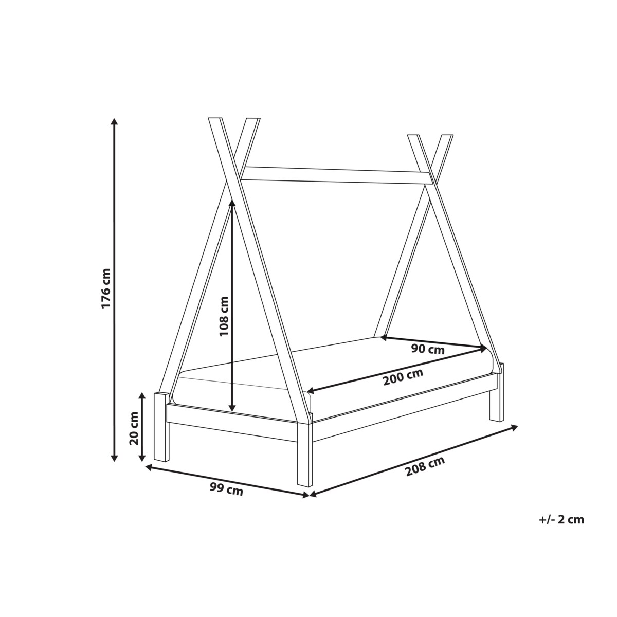 Łóżko dziecięce tipi drewniane 90 x 200 cm jasne drewno DEVAY