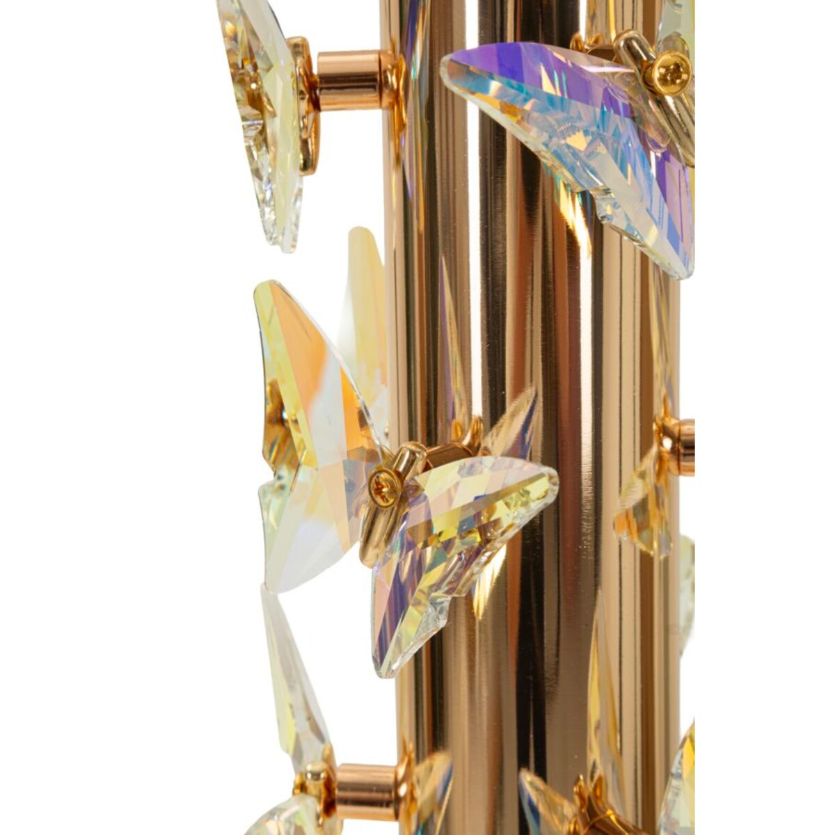 Lampa stołowa Butterfly, kolor złoty i biały, żelazo i metal, 35 x 35 x 74 cm, 1 x E27, max. 40 W, motyw: motyle, do salonu i sypialni, Mauro Ferretti
