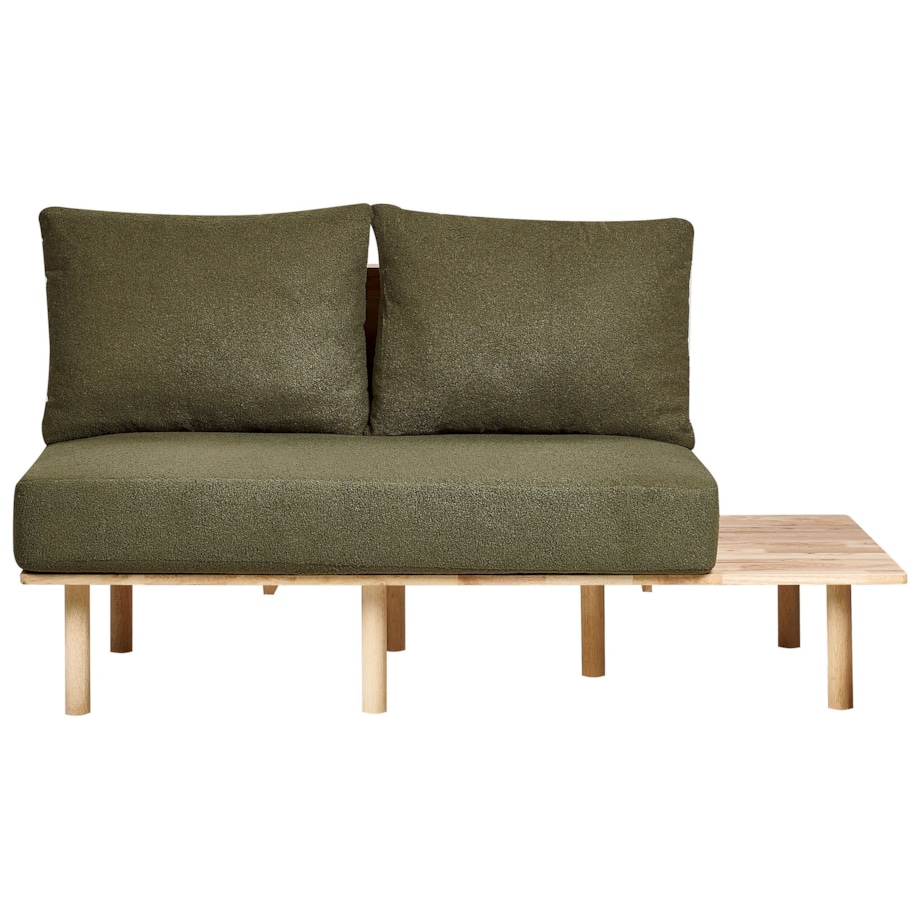 Sofa 2-osobowa ze stolikiem boucle ciemnozielona SALO