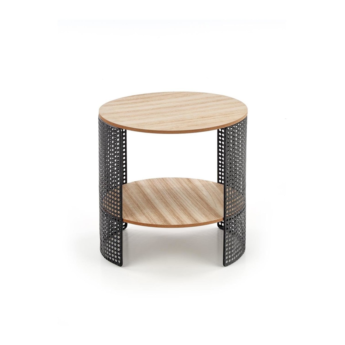 STOLIK KAWOWY Collo OKRĄGŁY 41x41cm naturalny/czarny z PÓŁKĄ