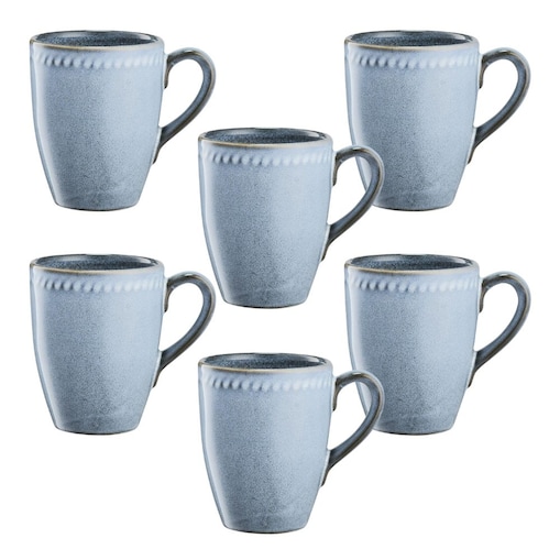 VILLA ITALIA Zestaw kubków ceramicznych niebieskich 380 ml 6 sztuk DENIM