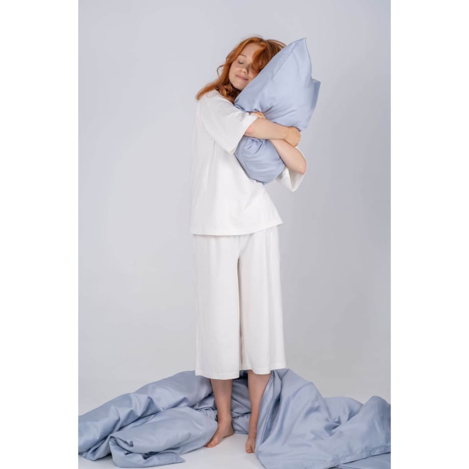 Pościel satynowa ice blue 220/200 + 2 x 70/80 cm