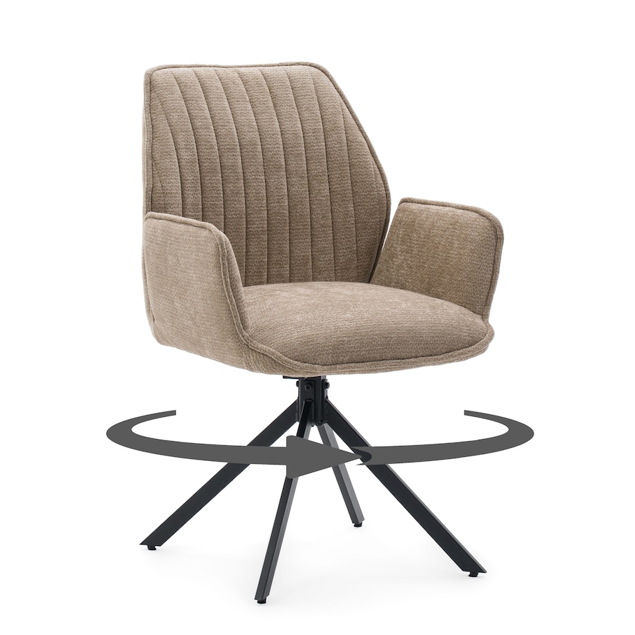 Krzesło tapicerowane obrotowe szenilowe do salonu MERANO beżowe