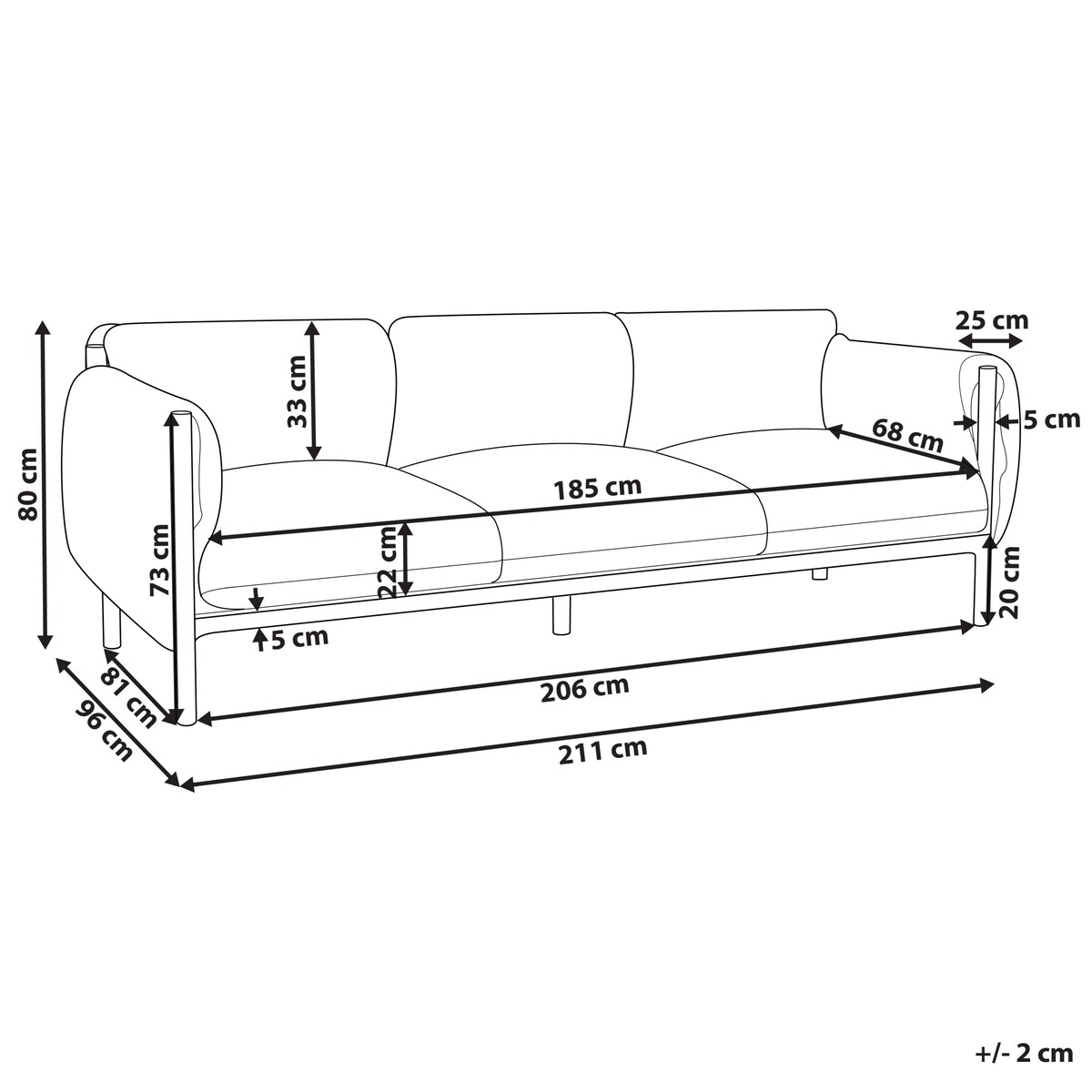 Sofa ogrodowa 3-osobowa jasnoszara, ESPERIA